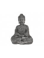 ESTÁTUA BUDA MEDITANDO CINZA DECORAÇÃO 17,5x10,5x22 cm
