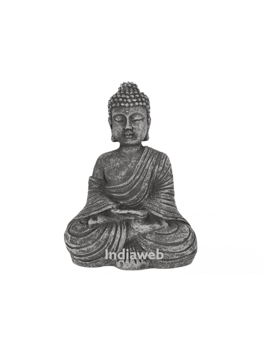 ESTÁTUA BUDA MEDITANDO CINZA DECORAÇÃO 17,5x10,5x22 cm