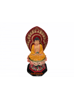 ESTÁTUA BUDA SENTADO EM FLOR DE LOTUS COM BASE 4,5x4,5x9,0 cm