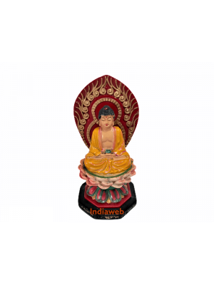 ESTÁTUA BUDA SENTADO EM FLOR DE LOTUS COM BASE 4,5x4,5x9,0 cm