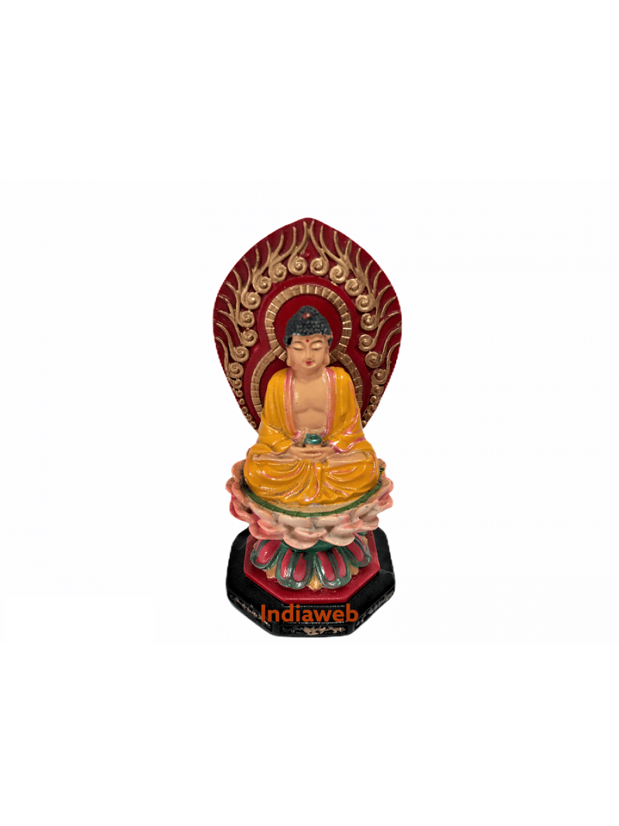 ESTÁTUA BUDA SENTADO EM FLOR DE LOTUS COM BASE 4,5x4,5x9,0 cm