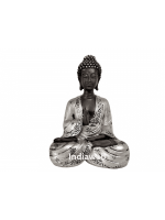ESTÁTUA BUDA MEDITANDO PRATA 11x6,5x16 cm