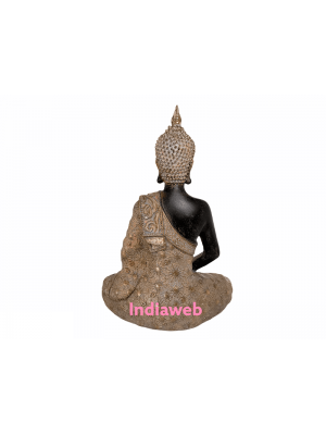 ESTÁTUA BUDA MEDITANDO MANTO DOURADO 15x7x21 cm