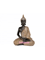 ESTÁTUA BUDA MEDITANDO MANTO DOURADO 15x7x21 cm