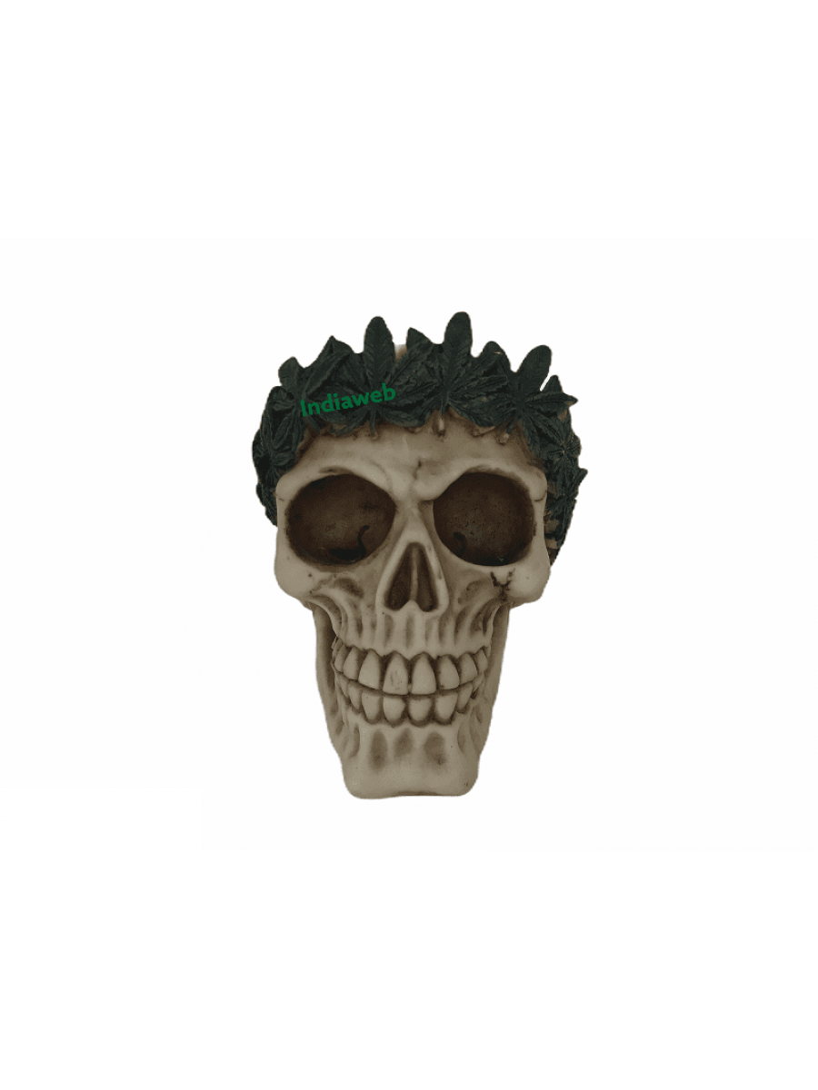 CAVEIRA DECORATIVA FOLHAS 11,5x14,5x12 cm CAVEIRA DECORATIVA FOLHAS 11,5x14,5x12 cm