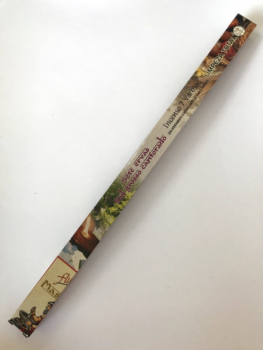 INCENSO SETE ERVAS SAL GROSSO CANFORADO FLUTE MASSALA C/ 7 VARETAS